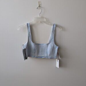 Good American Light Denim Crop Top